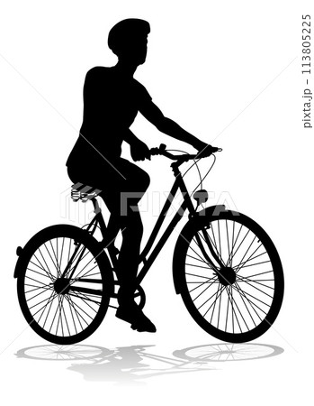 Bike and Bicyclist Silhouette 113805225