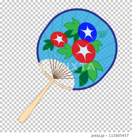 日式牽牛花圖案扇子 日式牽牛花圖案扇子 113805437