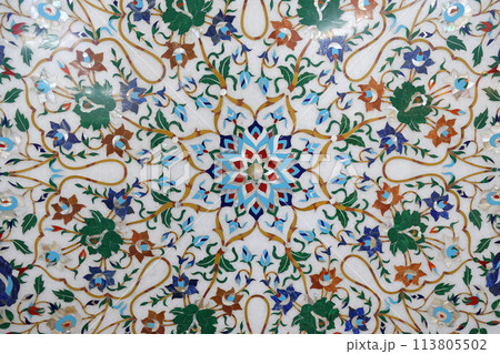 Traditional colorful floral marble tabletops for sale in Agra, Uttar Pradesh, India Traditional colorful floral marble tabletops for sale in Agra, Uttar Pradesh, India 113805502