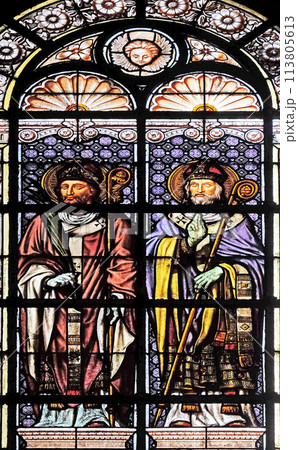 Saint Ignatius and Saint Polycarp, stained glass window in the Saint Augustine church in Paris, France Saint Ignatius and Saint Polycarp, stained glass window in the Saint Augustine church in Paris, France 113805613