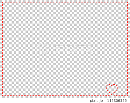 一個可愛的簡單框架,帶有心形和紅色〜虛線版本 一個可愛的簡單框架,帶有心形和紅色〜虛線版本 113806336