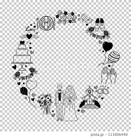 Wedding illustration frame line drawing 113806440