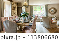Cotswolds cottage style dining room decor, interior design and country house furniture, home decor, table and chairs, English countryside styling 113806680