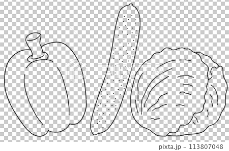 Loose and simple summer vegetable set 2 Line drawing Loose and simple summer vegetable set 2 Line drawing 113807048