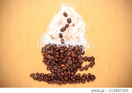 Coffee cup made from roasted beans 113807165