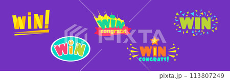 Congrats and Win Congratulation Banner Bright Vector Set Congrats and Win Congratulation Banner Bright Vector Set 113807249