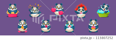 Cute Panda Baby Bear Character in Different Activity Vector Set Cute Panda Baby Bear Character in Different Activity Vector Set 113807252