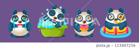 Cute Panda Baby Bear Character in Different Activity Vector Set Cute Panda Baby Bear Character in Different Activity Vector Set 113807256