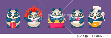 Cute Panda Baby Bear Character in Different Activity Vector Set Cute Panda Baby Bear Character in Different Activity Vector Set 113807262