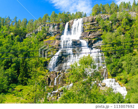 Tvindefossen waterfall near Voss, Norway 113807692