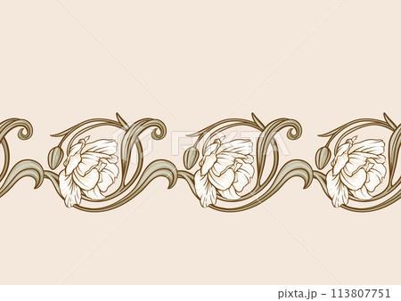 Terri Tulip flowers, decorative flowers and leaves in art nouveau style Terri Tulip flowers, decorative flowers and leaves in art nouveau style 113807751