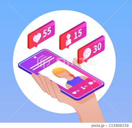 Social media notifications composition Social media notifications composition 113808158