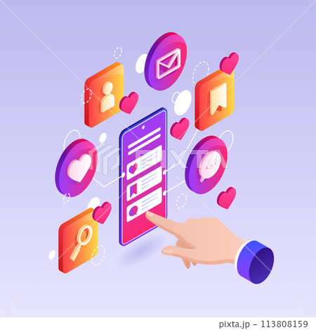 Social media notifications composition Social media notifications composition 113808159