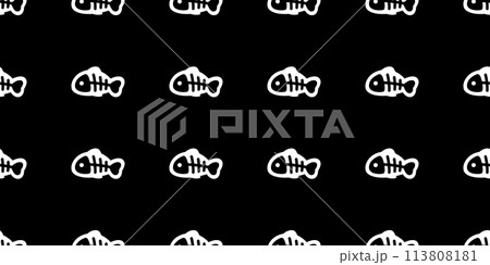 fish bone seamless pattern tuna vector cartoon salmon dolphin doodle sea ocean doodle gift wrapping paper tile background repeat wallpaper illustration scarf isolated pet animal design 113808181