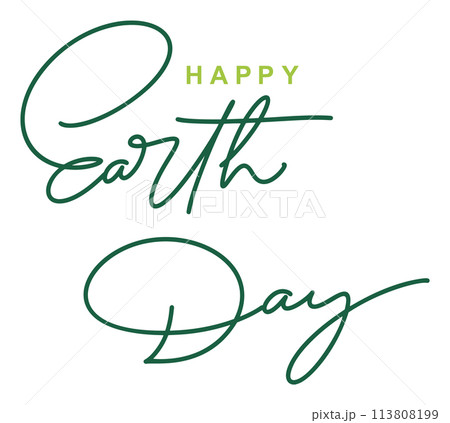 Happy Earth Day handwritten lettering text logo. Typography calligraphic design for greeting cards and poster template celebration. Vector illustration Happy Earth Day handwritten lettering text logo. Typography calligraphic design for greeting cards and poster template celebration. Vector illustration 113808199
