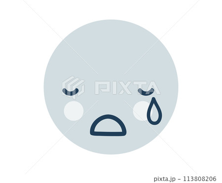 Blue crying round Emoji Icon. Object Symbol flat Vector Art. Cartoon element for web design, poster, greeting card 113808206