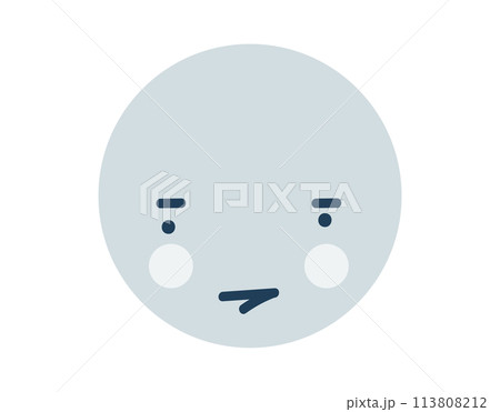 Blue bored round Emoji Icon. Object Symbol flat Vector Art. Cartoon element for web design, poster, greeting card 113808212