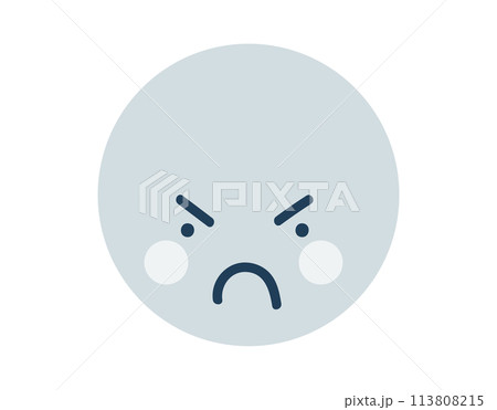 Blue angry round Emoji Icon. Object Symbol flat Vector Art. Cartoon element for web design, poster, greeting card 113808215