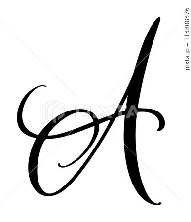 Vector calligraphy hand drawn letter A. Script font icon. Handwritten brush style Vector calligraphy hand drawn letter A. Script font icon. Handwritten brush style 113808376