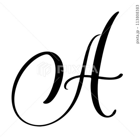 Vector calligraphy hand drawn letter A logo. Script font. Handwritten brush style Vector calligraphy hand drawn letter A logo. Script font. Handwritten brush style 113808383