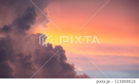 Romantic sunset sky and clouds at dusk 113808618
