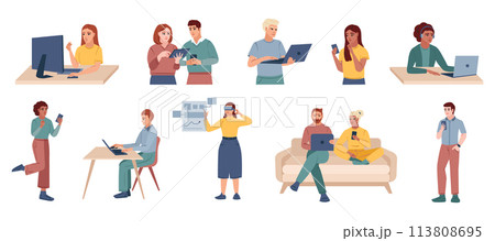People using technology collection People using technology collection 113808695