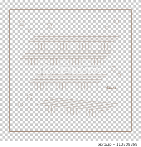 サウナ室内のシンプルでお洒落なイラスト パーツセット ベクター サウナ室内のシンプルでお洒落なイラスト パーツセット ベクター 113808869