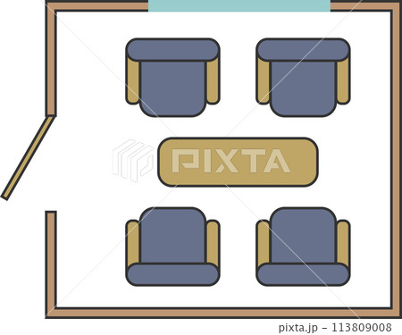 ビジネスマナーの席次の応接室に窓があるパターン素材 ビジネスマナーの席次の応接室に窓があるパターン素材 113809008