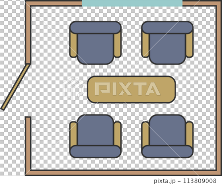 ビジネスマナーの席次の応接室に窓があるパターン素材 ビジネスマナーの席次の応接室に窓があるパターン素材 113809008