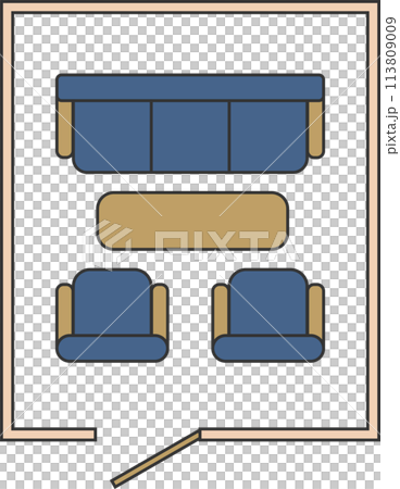 Image of a sofa in a reception room with business etiquette seating arrangement 113809009
