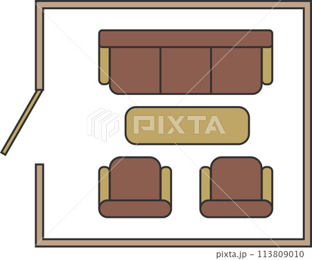 ビジネスマナーの席次の応接室のソファのイメージ素材 ビジネスマナーの席次の応接室のソファのイメージ素材 113809010