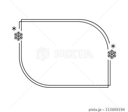Trendy christmas winter linear frame with snowflake, Modern minimalist aesthetic line elements, geometric forms. Vector sparkle for social media or poster design, simple decorative boho style border Trendy christmas winter linear frame with snowflake, Modern minimalist aesthetic line elements, geometric forms. Vector sparkle for social media or poster design, simple decorative boho style border 113809194