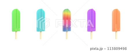 Popsicle icecream on stick set. 113809498