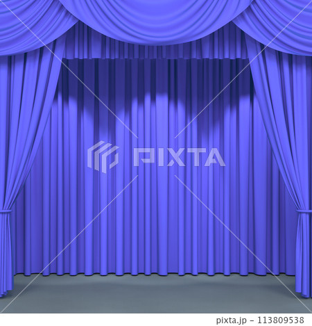 Luxury stage or windows curtains, realistic 3D illustration 113809538