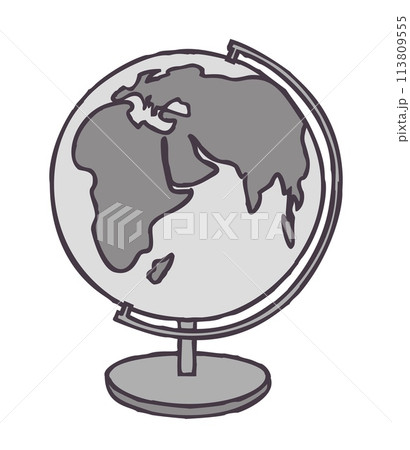 Doodle Earth globe icon. Hand drawn planet symbol isolated on white background Doodle Earth globe icon. Hand drawn planet symbol isolated on white background 113809555