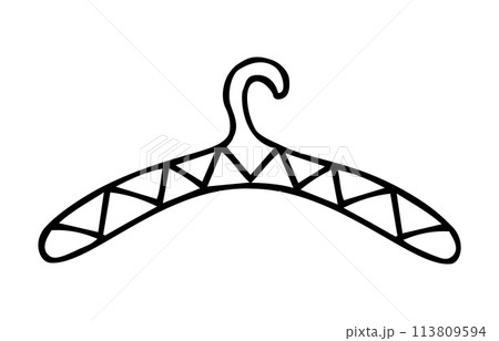 Doodle clothes hanger. Hand drawn cute fashion style scribble Doodle clothes hanger. Hand drawn cute fashion style scribble 113809594
