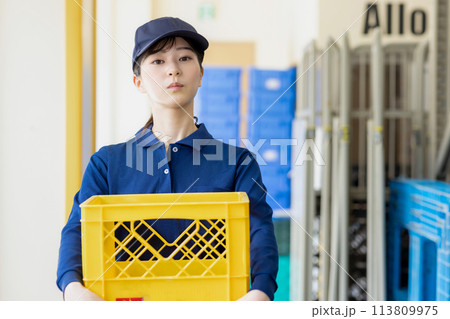 荷物を運ぶ女性 荷物を運ぶ女性 113809975