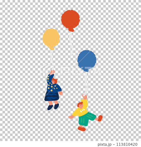風船と人物のシンプルなイラスト 113810420