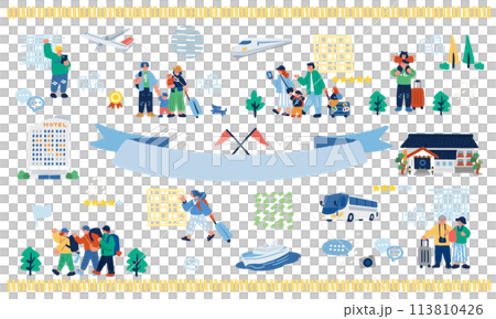 彩色手繪插圖集的人們旅行 113810426