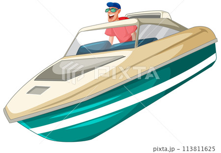 Man Enjoying Ride in Speedboat 113811625