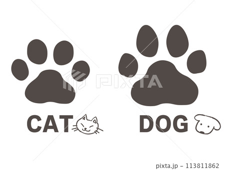 シンプルな猫と犬の可愛い肉球 シンプルな猫と犬の可愛い肉球 113811862