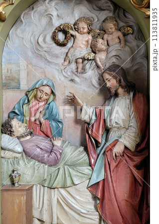Death of Saint Joseph, altar in the Basilica of the Sacred Heart of Jesus in Zagreb, Croatia Death of Saint Joseph, altar in the Basilica of the Sacred Heart of Jesus in Zagreb, Croatia 113811935