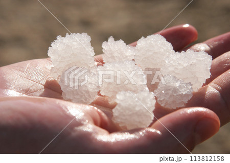 The big crystal of salt of Dead Sea, Israel The big crystal of salt of Dead Sea, Israel 113812158
