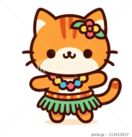 フラダンスを踊る猫のイラスト素材 [113813017] - PIXTA