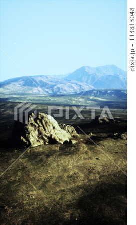Large Rock on Grass Field Large Rock on Grass Field 113813048
