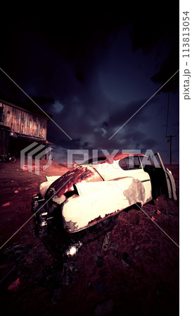 Car Abandoned in Dirt 113813054