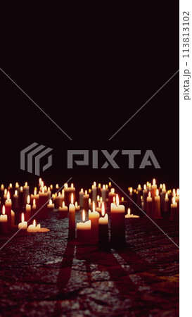 Many Lit Candles Illuminating the Dark 113813102