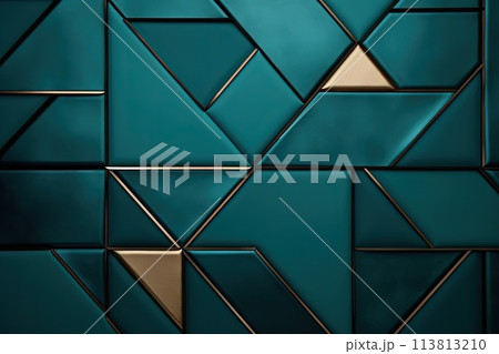 luxury geometric shiny green and golden background 113813210