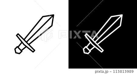 シンプルな剣の線画アイコン シンプルな剣の線画アイコン 113813989