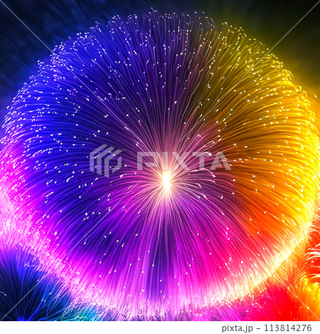 正方形　打ち上げ花火みたいに派手な背景 113814276